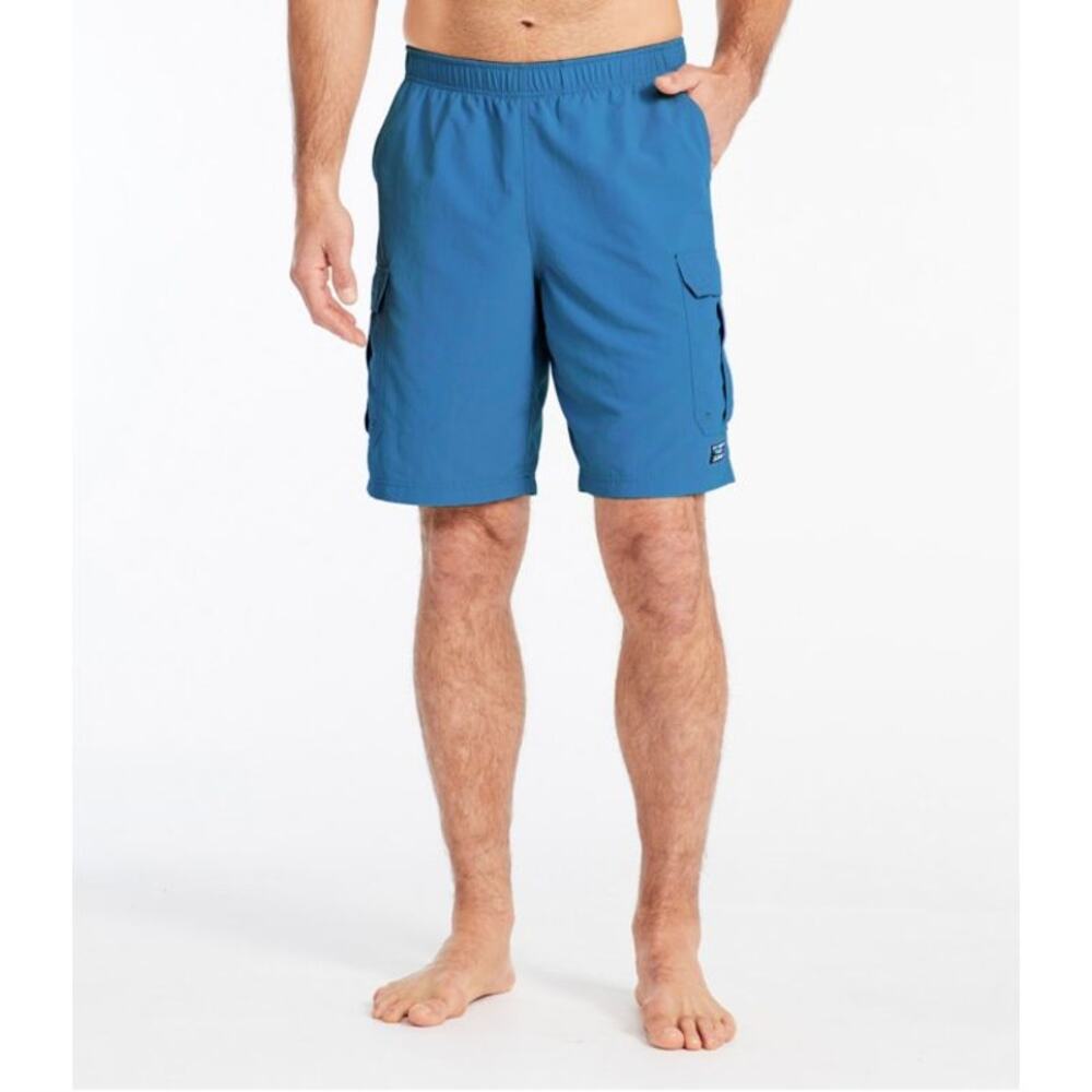 NWT L.L.Bean Men's Sport 10" Cargo Shorts with SUPPLEX fabric in Blue Water sz L
